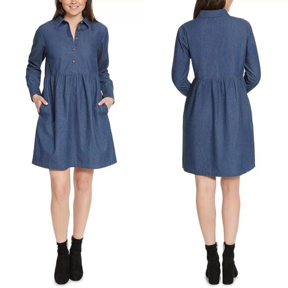 Nine West Denim Lightweight Denim Shirt Dress Small NWT - Picture 1 of 11
